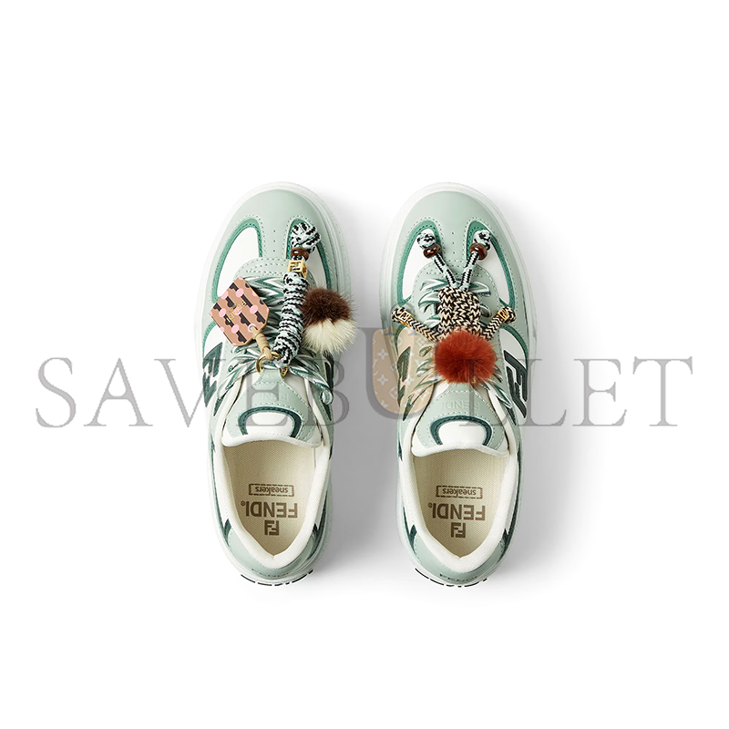 FENDI MATCH LOW TOP PLATFORM SHOES IN GREEN LEATHER 8E8721AY9NF1TO5